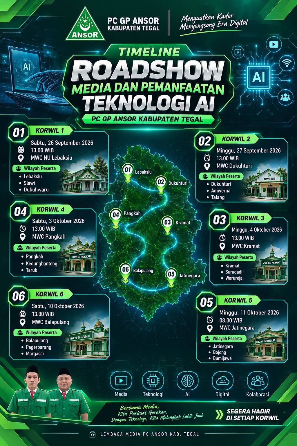 PC GP Ansor Kabupaten Tegal Bakal Gelar Roadshow Media. Ini jadwal Lengkapnya